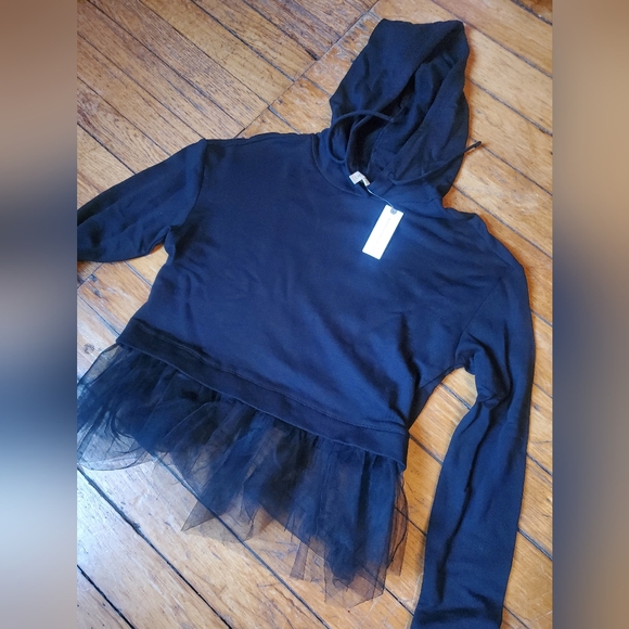 Anthropologie Black Hoodie w/Tulle NWT - Pilcro Brand - Picture 2 of 4